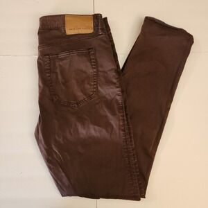 D74 American Eagle Flex Slim Straight Pants Men 32x32 Dark Brown Cotton Blend